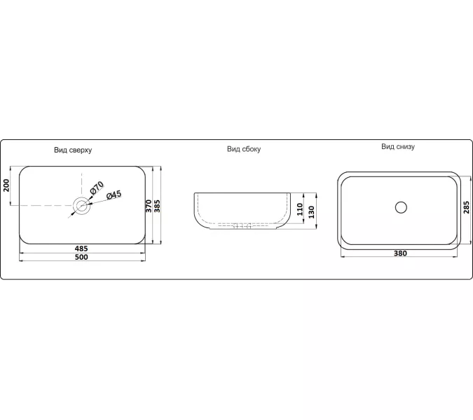 Раковина накладная прямоугольная CeramaLux 9391, изображение 4