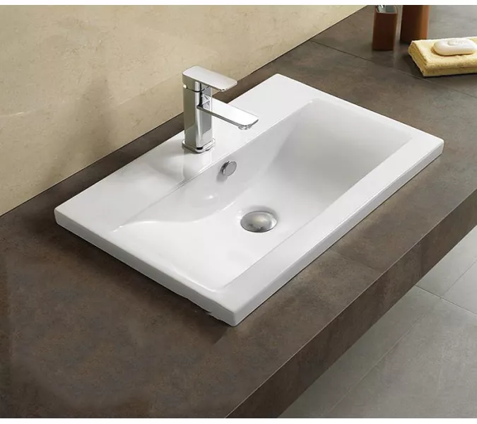 Раковина врезная прямоугольная CeramaLux 9393, Выбрать размер: 50, изображение 5