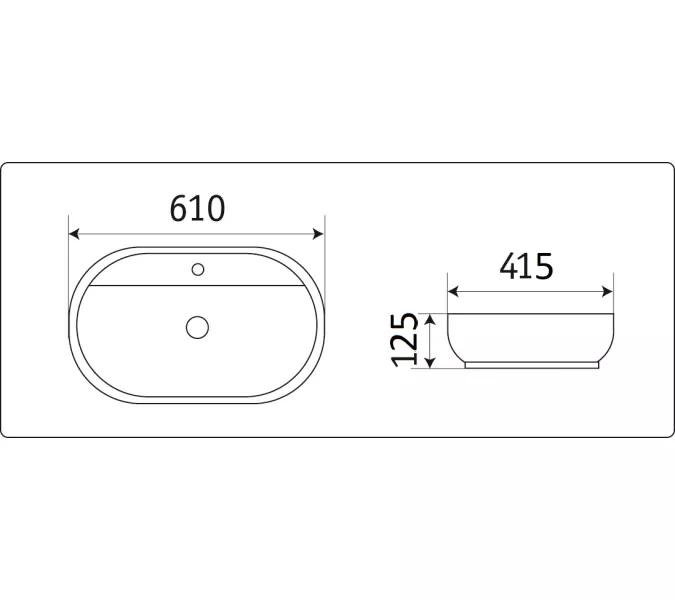Раковина накладная овальная CeramaLux D1346/D1347, Выбрать размер: 61х41,5х14, изображение 6