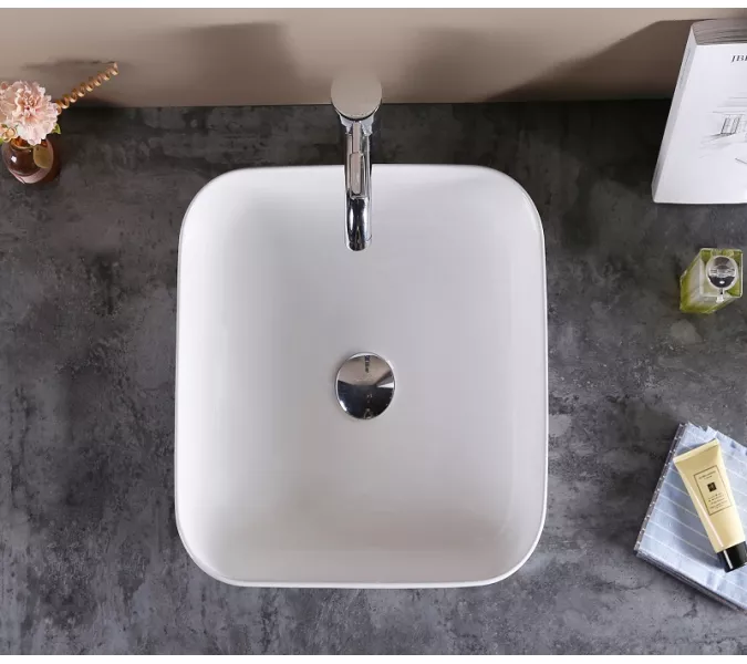 Раковина накладная прямоугольная CeramaLux D1303, Выбрать цвет: Белый, изображение 3