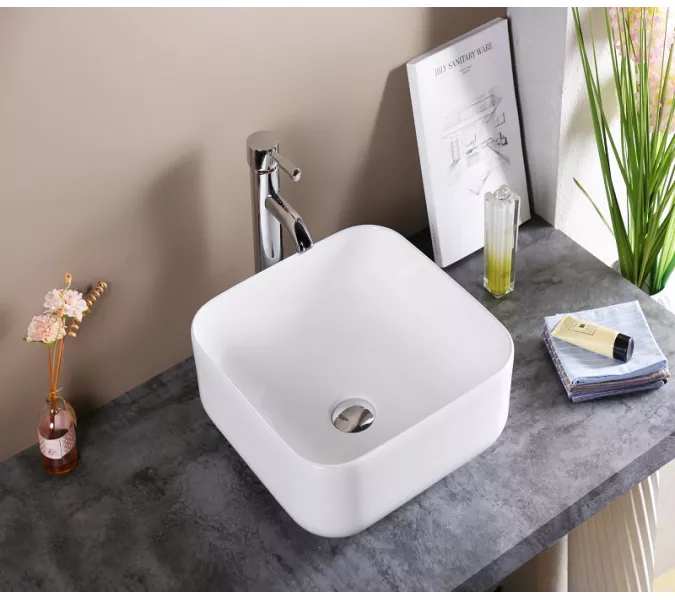 Раковина накладная прямоугольная CeramaLux D1303, Выбрать цвет: Белый, изображение 4