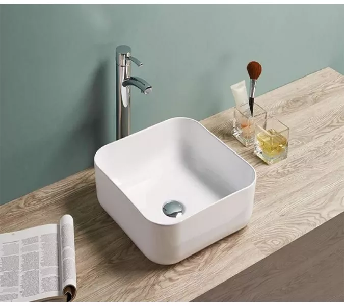 Раковина накладная прямоугольная CeramaLux D1303, Выбрать цвет: Белый, изображение 2