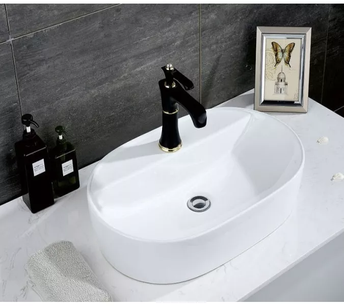 Раковина накладная овальная CeramaLux D1346/D1347, Выбрать размер: 61х41,5х14