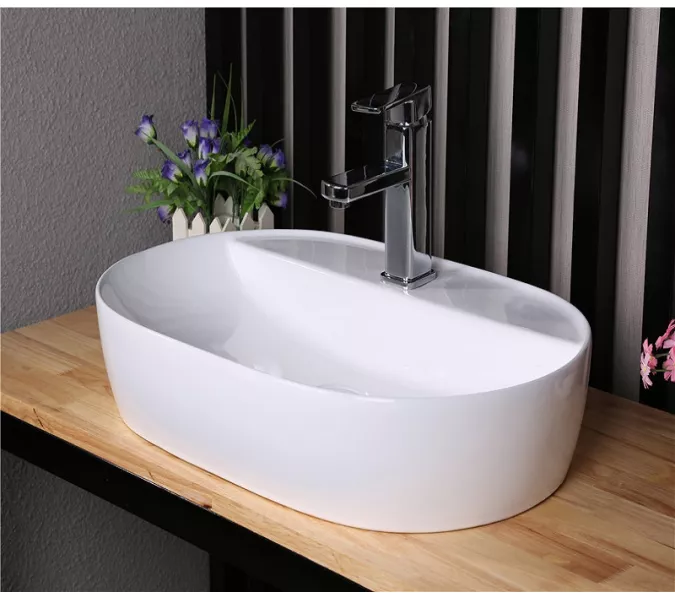 Раковина накладная овальная CeramaLux D1346/D1347, Выбрать размер: 61х41,5х14, изображение 2