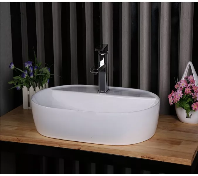 Раковина накладная овальная CeramaLux D1346/D1347, Выбрать размер: 61х41,5х14, изображение 4