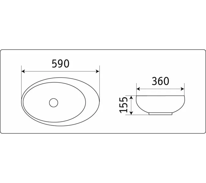 Раковина накладная овальная CeramaLux 78255, изображение 2