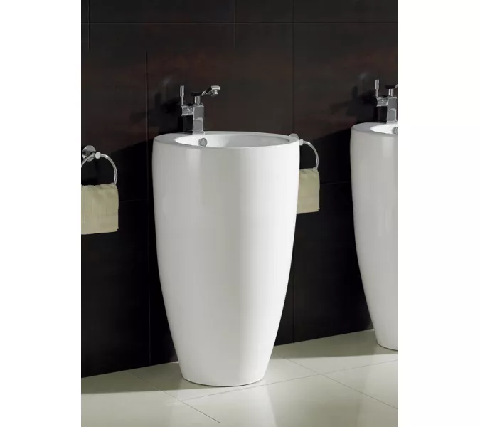 Раковина напольная круглая CeramaLux B133, Выбрать размер: 49х49, Выбрать цвет: Белый, изображение 2