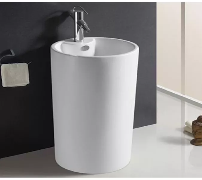 Раковина напольная круглая  CeramaLux NB135, Выбрать цвет: Белый, изображение 2