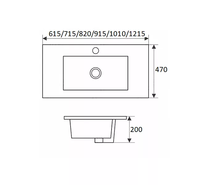 Раковина врезная прямоугольная CeramaLux NYJ840, Выбрать размер: 60, изображение 3