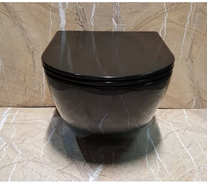 Унитаз подвесной CeramaLux 2196, Выбрать цвет: Черный глянцевый