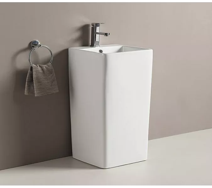 Раковина напольная прямоугольная  CeramaLux P7004, Выбрать цвет: Белый, изображение 2