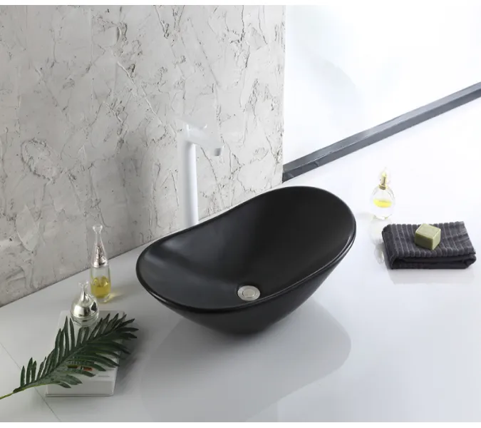 Раковина накладная овальная CeramaLux 7811, Выбрать цвет: Черный матовый, изображение 2