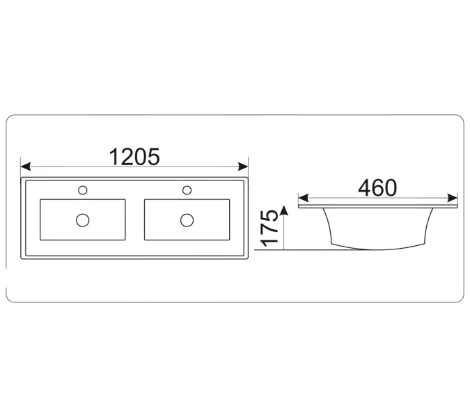 Раковина врезная прямоугольная CeramaLux YJ809, изображение 2