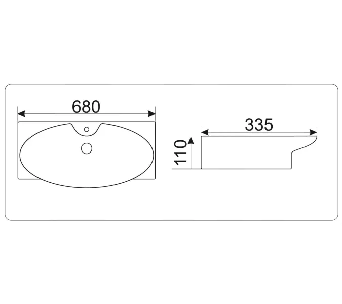 Раковина подвесная/накладная CeramaLux STR4282, Выбрать размер: 68, изображение 4