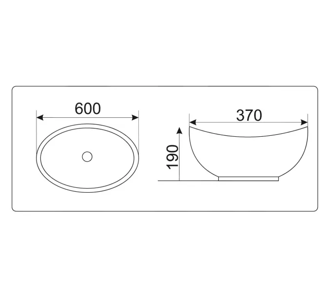 Раковина накладная овальная CeramaLux серия N 9019, изображение 4