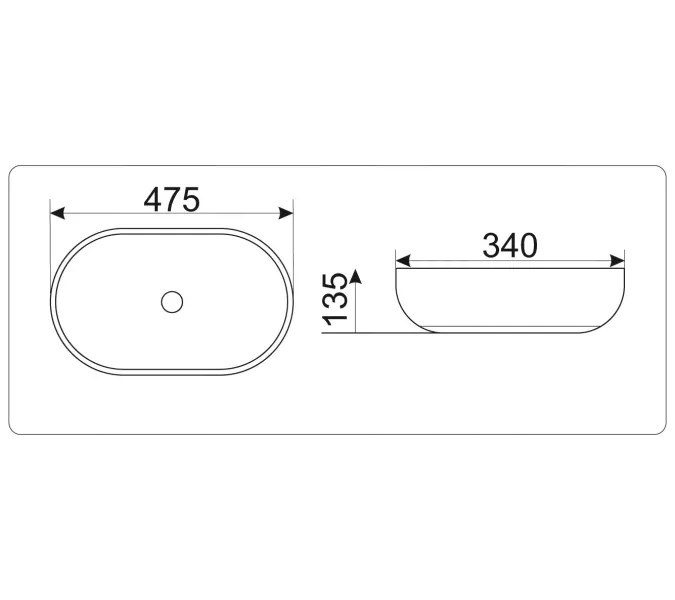 Раковина накладная овальная CeramaLux 9026, Выбрать размер: 47,5, изображение 5