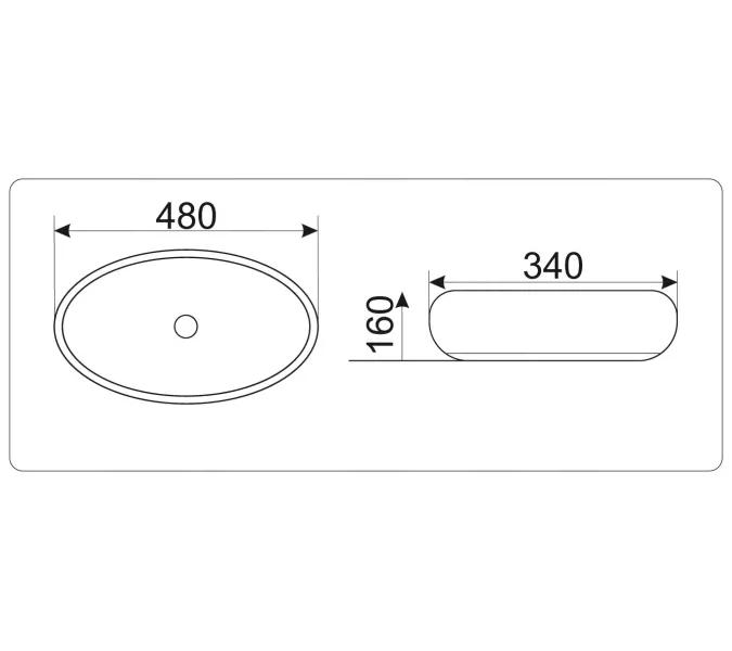 Раковина накладная овальная CeramaLux  9030, Выбрать размер: 48, изображение 5