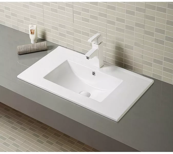 Раковина врезная прямоугольная CeramaLux  N 9075Е/9010E, Выбрать размер: 75, изображение 2