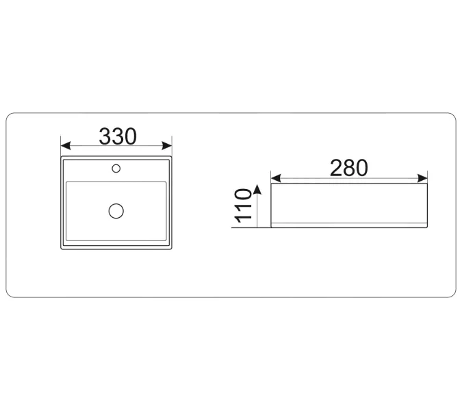 Раковина подвесная/накладная прямоугольная CeramaLux 9135, Выбрать размер: 33, изображение 4