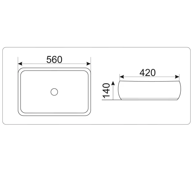 Раковина накладная прямоугольная CeramaLux 9243, изображение 7