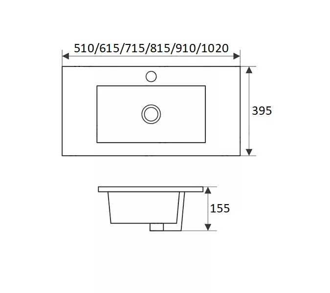 Раковина врезная прямоугольная CeramaLux 9393, Выбрать размер: 50, изображение 7