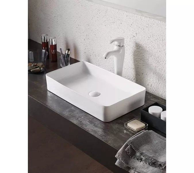 Раковина накладная прямоугольная CeramaLux 9396, Выбрать цвет: Белый, изображение 4