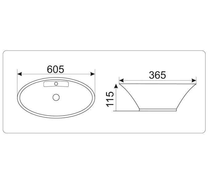 Раковина накладная овальная CeramaLux 9398, изображение 4