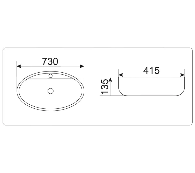 Раковина накладная овальная CeramaLux 9435, изображение 3