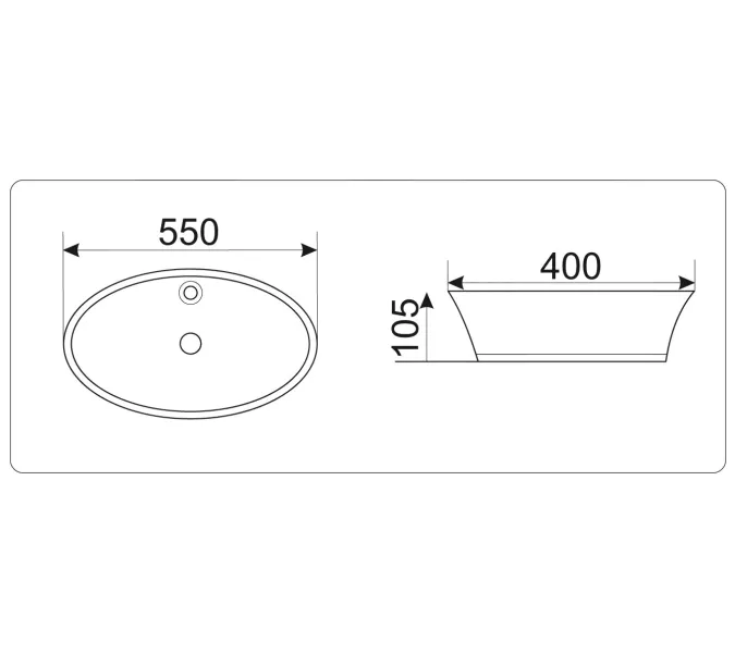 Раковина накладная овальная CeramaLux 9436, изображение 3
