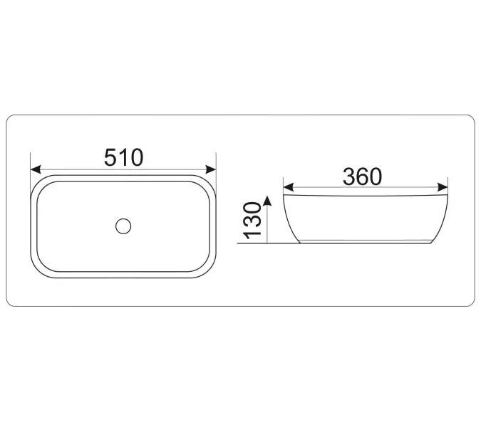 Раковина накладная прямоугольная CeramaLux 9447, изображение 3