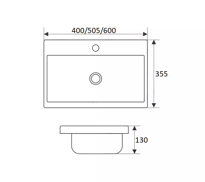 Раковина врезная прямоугольная CeramaLux 9595, Выбрать размер: 40, изображение 2