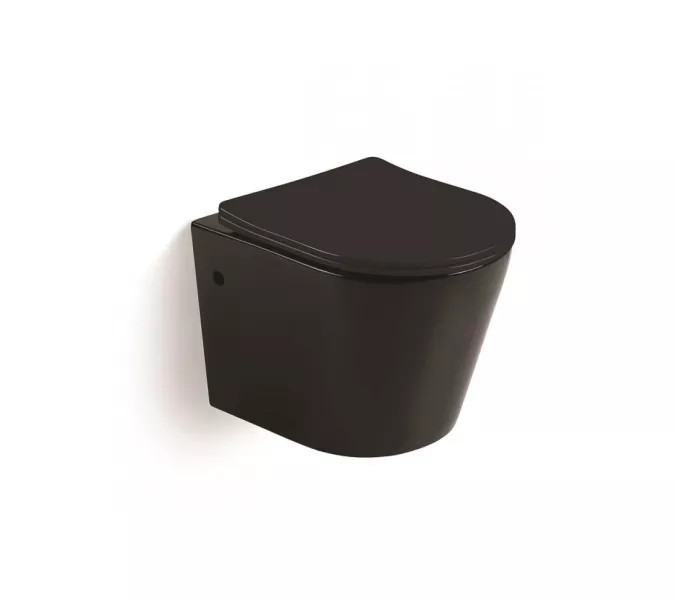 Унитаз подвесной CeramaLux B2330, Выбрать цвет: Черный глянцевый, изображение 2