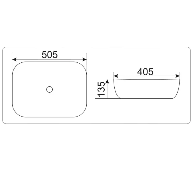 Раковина накладная прямоугольная CeramaLux LuxeLine  D1302H, Выбрать цвет: Белый с серебристым краем, изображение 2