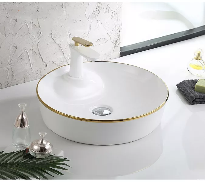 Раковина накладная круглая CeramaLux LuxeLine D1306H, Выбрать цвет: Белый, изображение 2