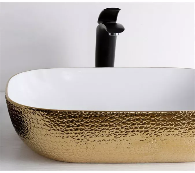 Раковина накладная прямоугольная CeramaLux LuxeLine D1333H021/D1333H025, Выбрать цвет: Золото