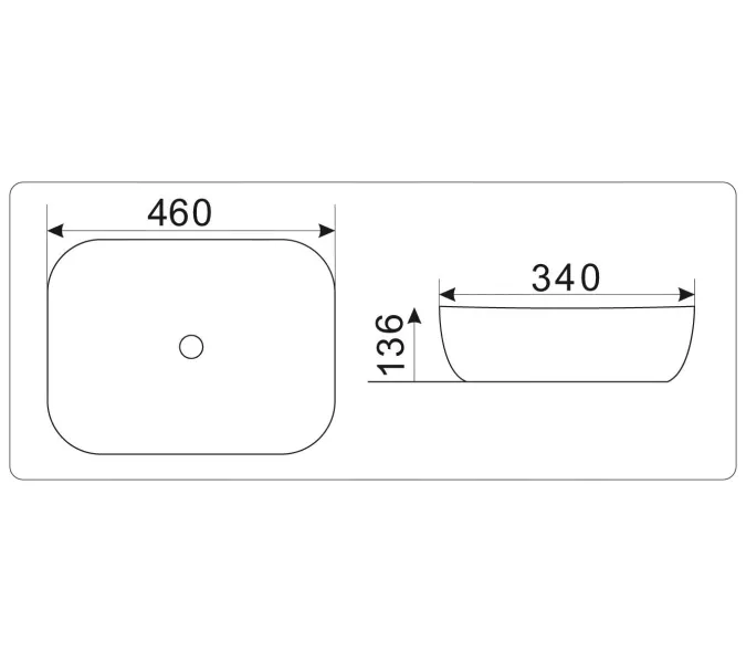 Раковина накладная прямоугольная CeramaLux LuxeLineD1333H132 золото, Выбрать цвет: Белый /медь, Монтаж: На столешницу, изображение 5
