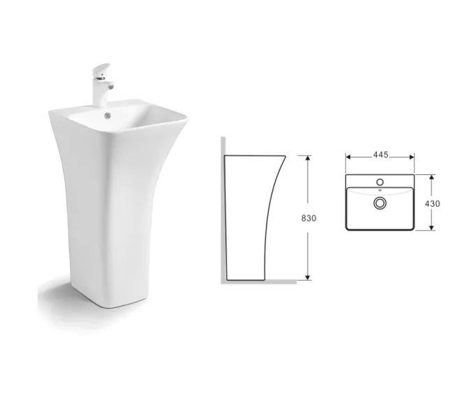 Раковина напольная прямоугольная  CeramaLux G-315/G-515, Выбрать размер: 45х43х83, изображение 2