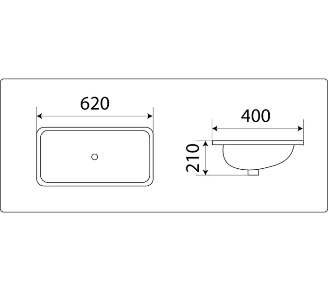 Раковина врезная прямоугольная CeramaLux 540, Выбрать размер: 61х38,5х17,5, изображение 3