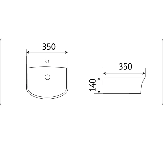 Умывальник подвесной прямоугольный CeramaLux 78369, Выбрать размер: 35, изображение 2