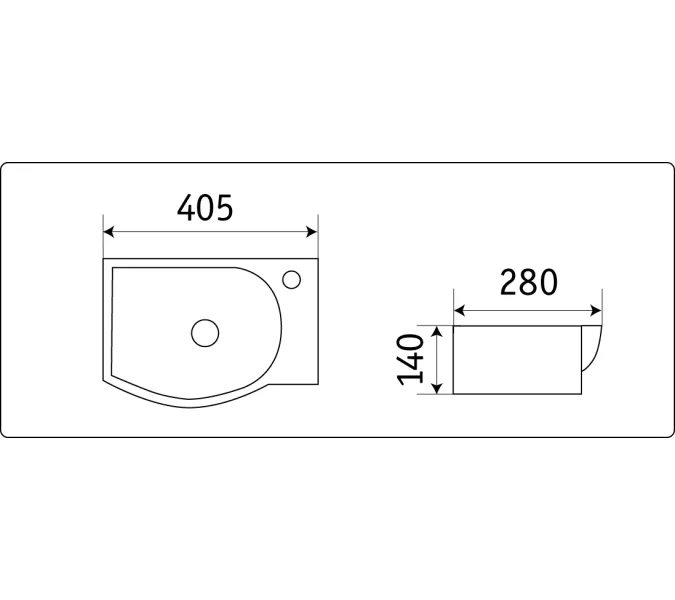 Умывальник подвесной прямоугольный  CeramaLux 78404, Ориентация: Левая, изображение 2
