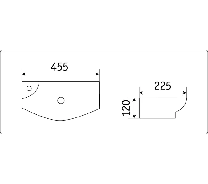 Умывальник подвесной прямоугольный CeramaLux 7946, Ориентация: правая, изображение 2