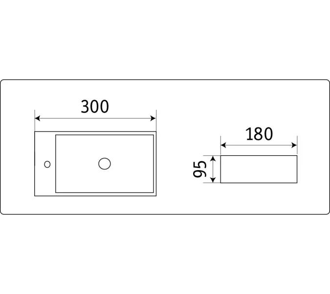 Умывальник прямоугольный CeramaLux 9048, Выбрать размер: 30, Ориентация: Правая, изображение 3