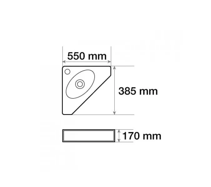 Раковина подвесная угловая CeramaLux 7012J, изображение 2