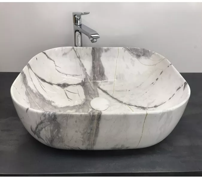 Раковина накладная прямоугольная CeramaLux  MNC K397, Выбрать цвет: Серый мрамор