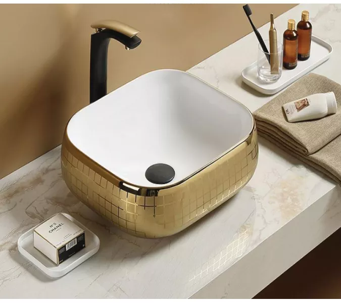 Раковина накладная прямоугольная CeramaLux NC C1068, 78321, Выбрать цвет: Золото