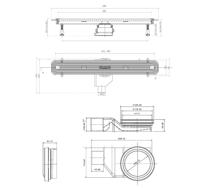Душевой лоток Pestan Confluo Slim Line, Выбрать размер: 450, изображение 2