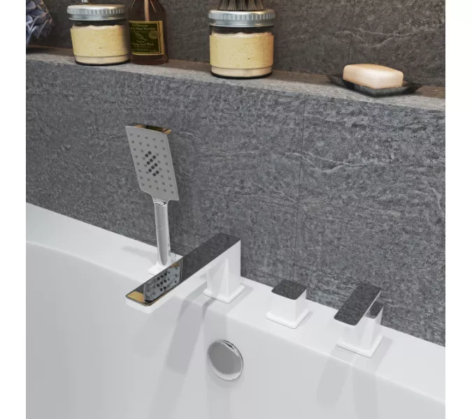 Смеситель врезной для ванны с душем Timo Torne 4330/00-16Y, Выбрать цвет: Хром Белый, изображение 2