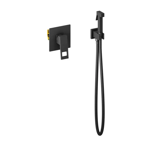 Смеситель встроенный с гигиеническим душем Timo Briana 7189/03SM, Выбрать цвет: Черный