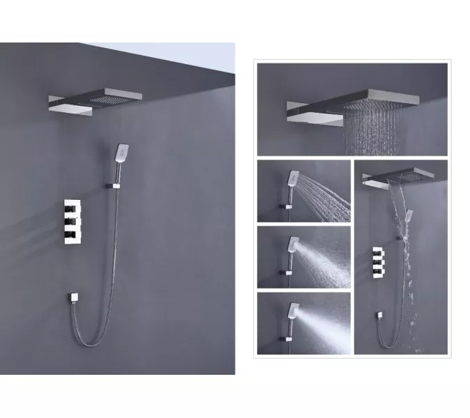 Душевая система встроенная с термостатом Timo Petruma SX-5039, Выбрать цвет: Хром, изображение 2