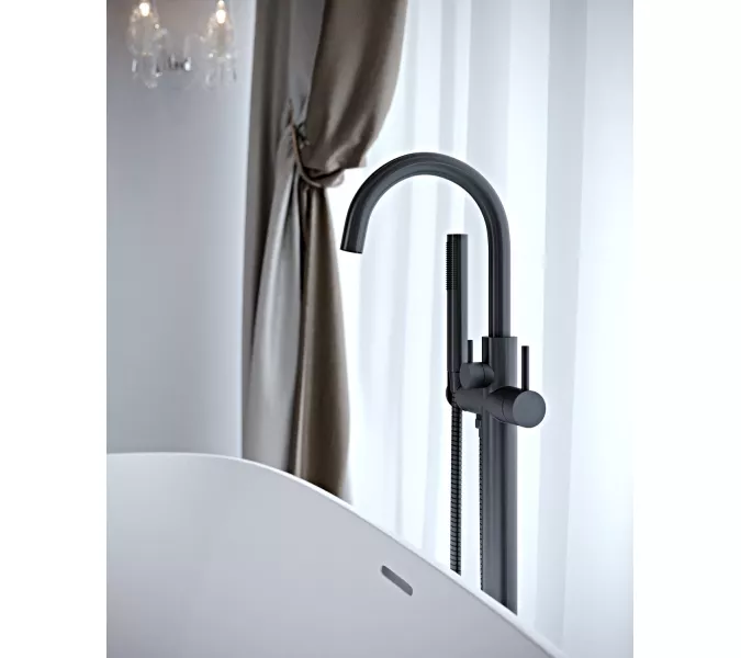 Смеситель напольный для ванны с душем Timo Saona 2310/03Y-CR, Выбрать цвет: Черный, изображение 2